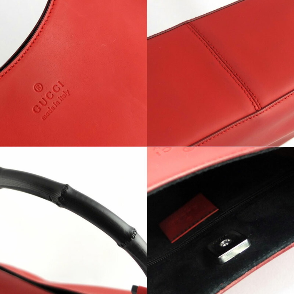 Gucci Bamboo Shoulder Bag Red Black - Picture 10 of 10